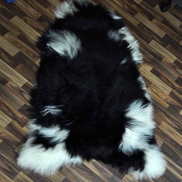 XXXL Island Schaffell schwarzbraun weiss 135x90 Krampus #2079