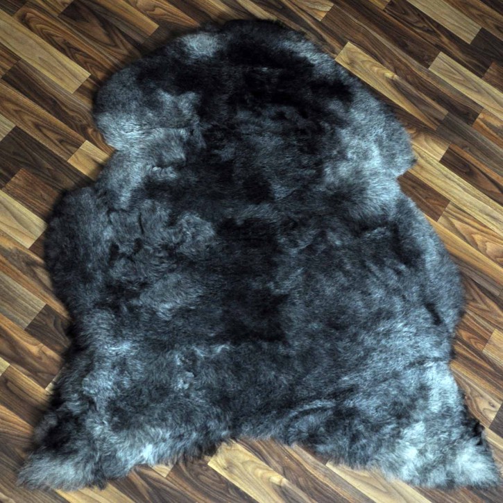 Echtes Lammfell Schaffell Fell schwarzbraun grau 110x85 geschoren #2195
