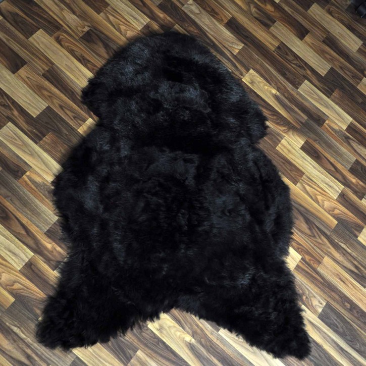 Echtes Lammfell Schaffell Fell schwarzbraun grau 120x90 geschoren #2196