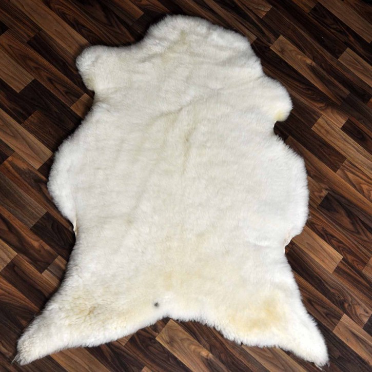 Echtes Schaffell Lammfell beige braun 110x85 Teppich #2230