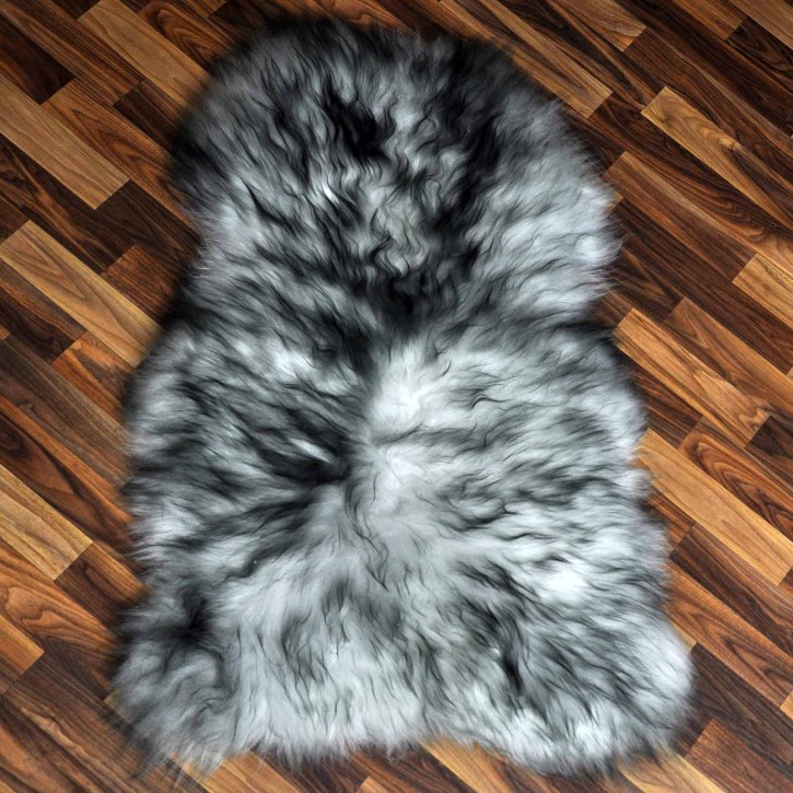 Island Schaffell grau schwarz geflammt 110x70 Krampus #2272