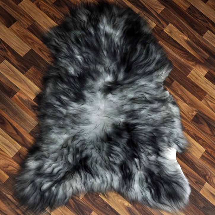 Island Schaffell grau schwarz geflammt 115x80 Krampus #2275