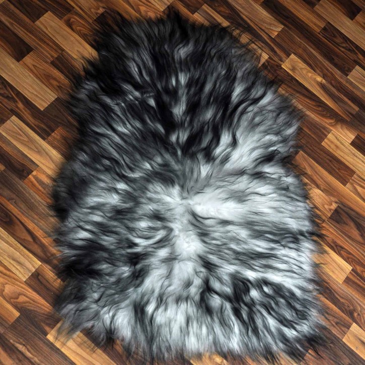 Island Schaffell grau schwarz geflammt 110x75 Krampus #2276