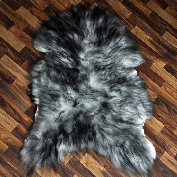 Island Schaffell grau schwarz geflammt 115x80 Krampus #2277