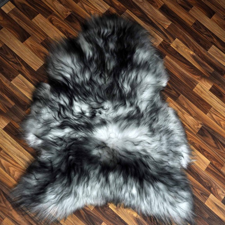 Island Schaffell grau schwarz geflammt 115x85 Krampus #2280