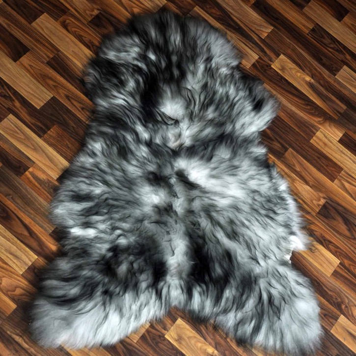 Island Schaffell grau schwarz geflammt 115x80 Krampus #2281