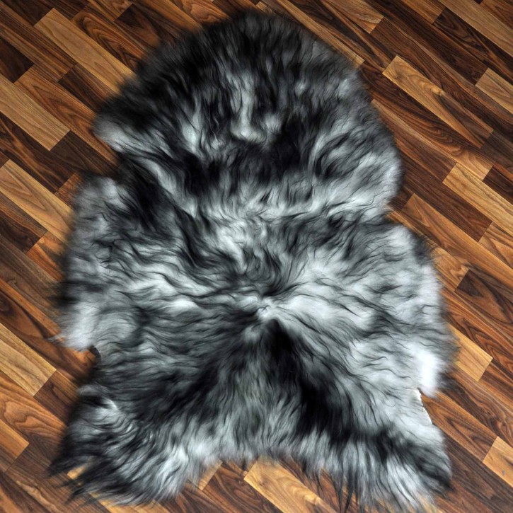 Island Schaffell grau schwarz geflammt 115x80 Krampus #2283