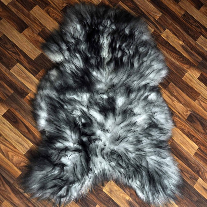 Island Schaffell grau schwarz geflammt 115x80 Krampus #2284