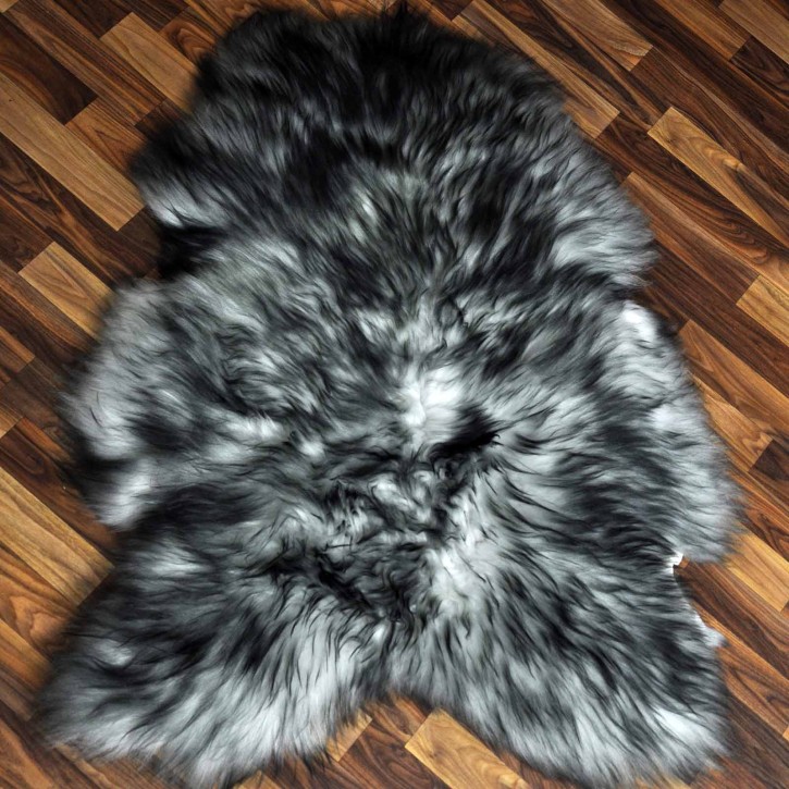 Island Schaffell grau schwarz geflammt 115x85 Krampus #2286