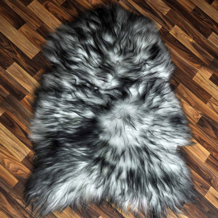 Island Schaffell grau schwarz geflammt 110x80 Krampus #2287
