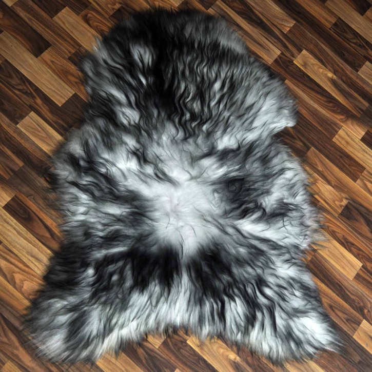 Island Schaffell grau schwarz geflammt 115x80 Krampus #2289