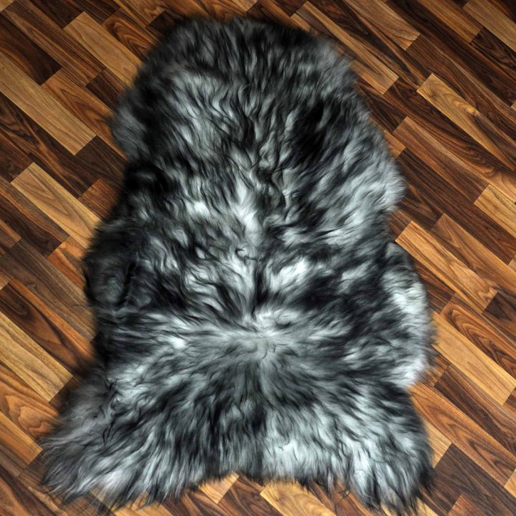 Island Schaffell grau schwarz geflammt 110x75 Krampus #2290
