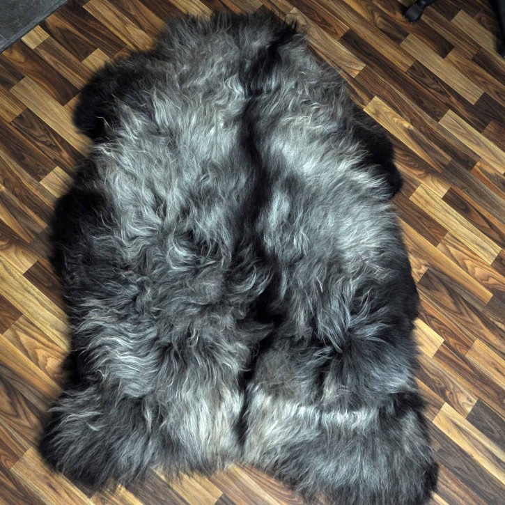 XXXL Island Schaffell grau schwarzbraun 135x90 Krampus #2437