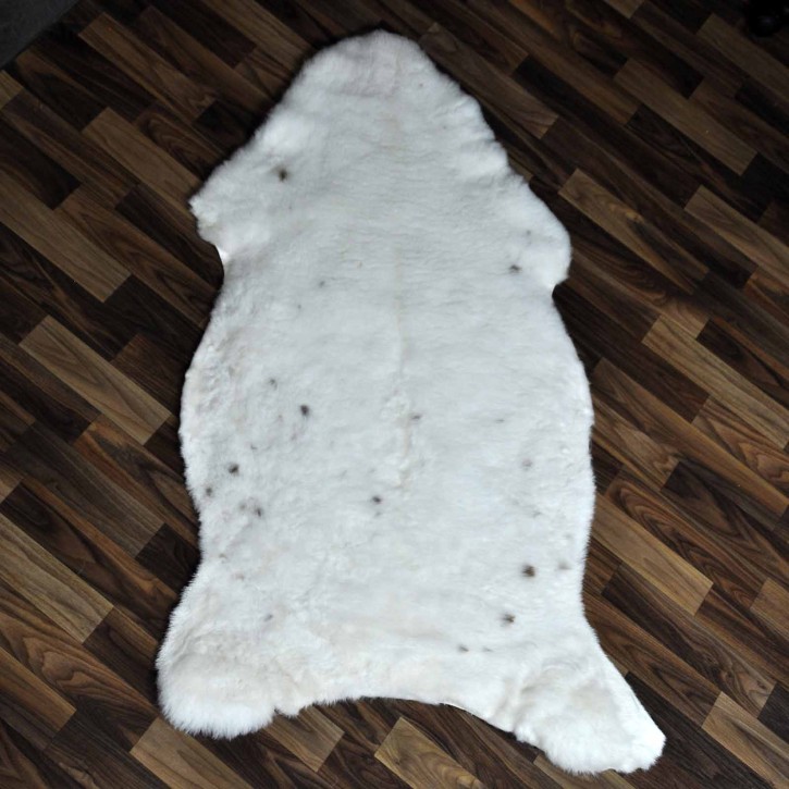 Großes Schaffell Fell weiß braun 120x70 geschoren Teppich #7278