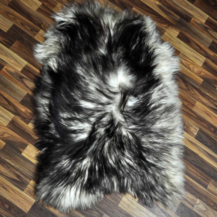 XXL ÖKO Island Schaffell weiß schwarzbraun geflammt 120x80 #7321