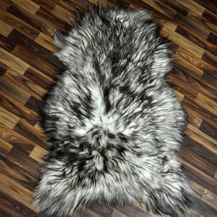 XXL ÖKO Island Schaffell weiß schwarzbraun geflammt 120x80 #7322