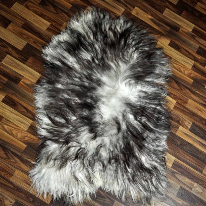 XXL ÖKO Island Schaffell weiß braun geflammt 125x80 #7326