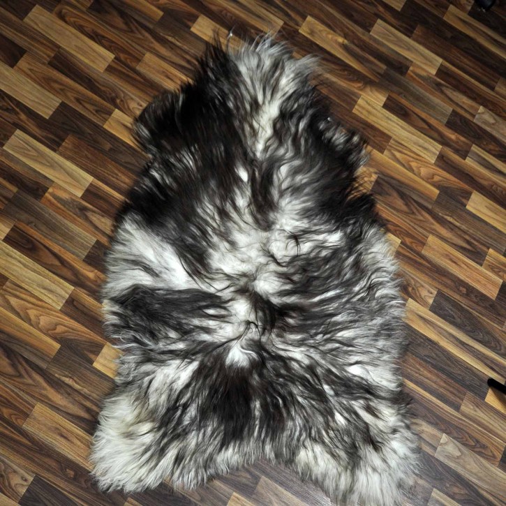 XXL ÖKO Island Schaffell weiß braun geflammt 125x80 #7327