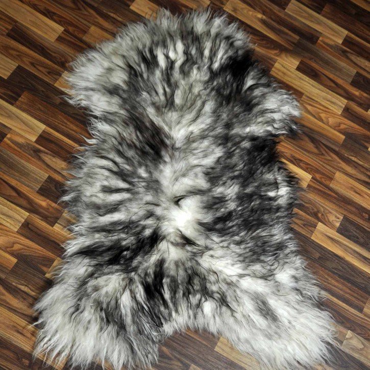 XXL ÖKO Island Schaffell weiß schwarzbraun geflammt 120x80 #7329