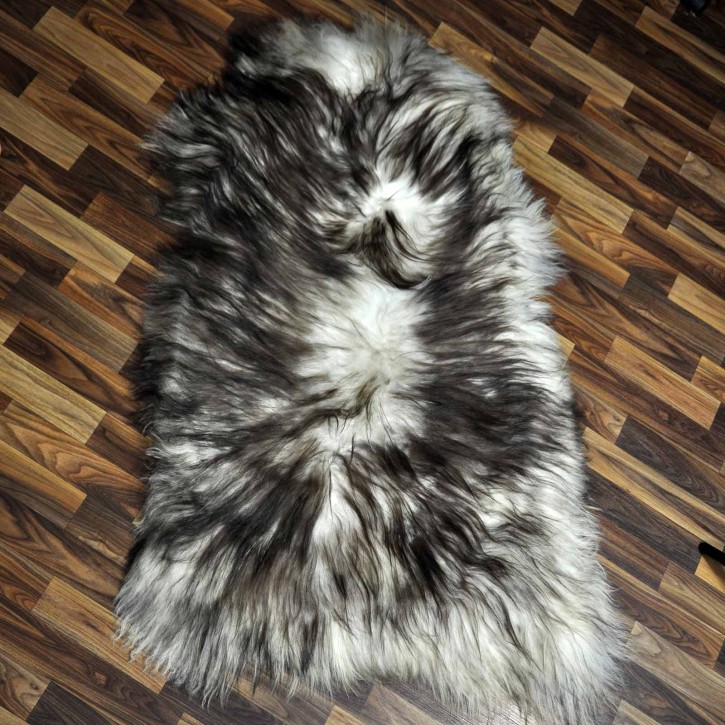 XXXL ÖKO Island Schaffell weiß braun geflammt 130x85 #7330