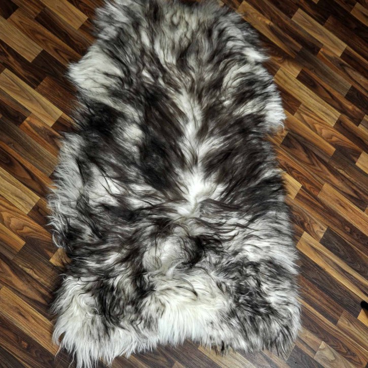 XXXL ÖKO Island Schaffell weiß braun geflammt 130x80 #7332