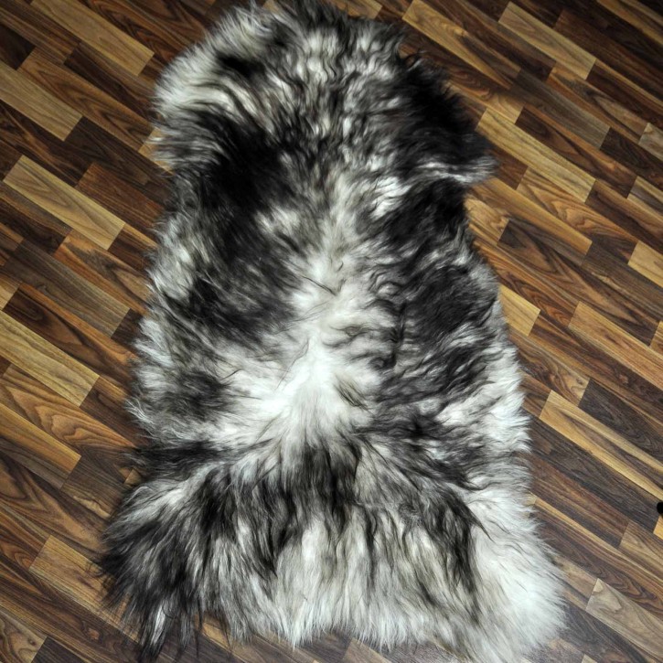 XXL ÖKO Island Schaffell weiß schwarzbraun geflammt 125x75 #7337