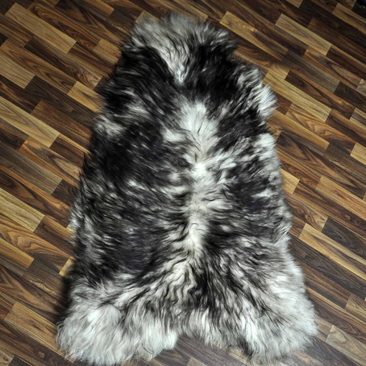 XXXL ÖKO Island Schaffell weiß schwarzbraun geflammt 130x80 #7340