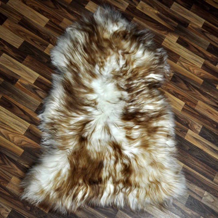XXL ÖKO Island Schaffell weiß rost braun geflammt 120x80 #7345