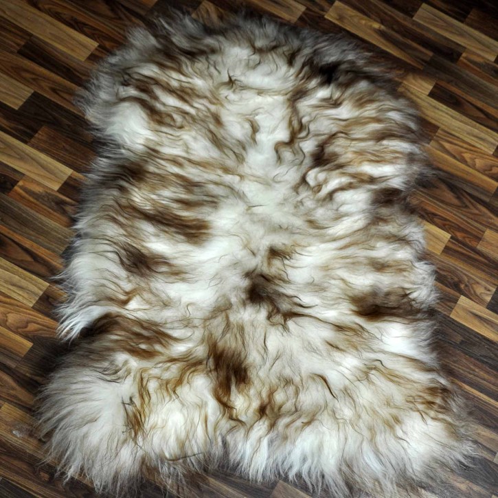 XXXL ÖKO Island Schaffell weiß braun geflammt 130x80 #7351
