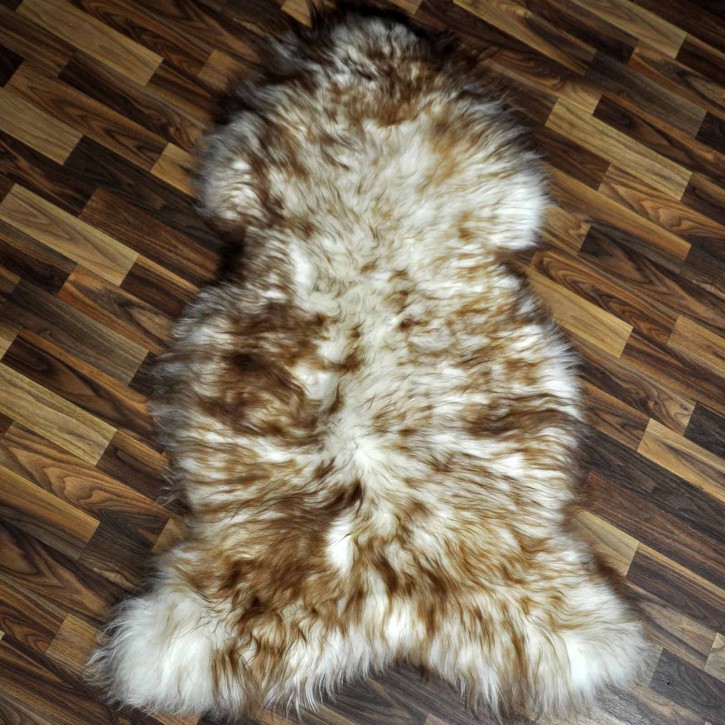 XXL ÖKO Island Schaffell weiß rost braun geflammt 125x80 #7352