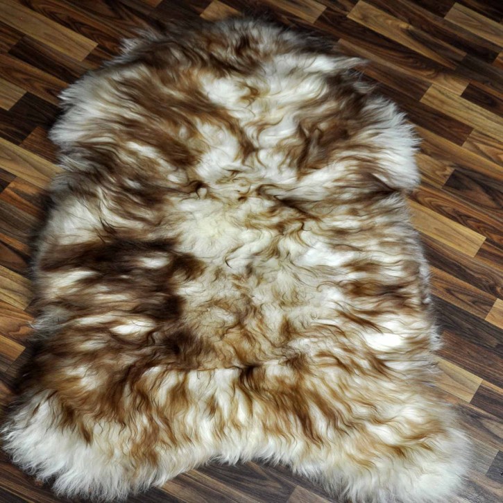 XXXL ÖKO Island Schaffell weiß braun geflammt 130x80 #7355