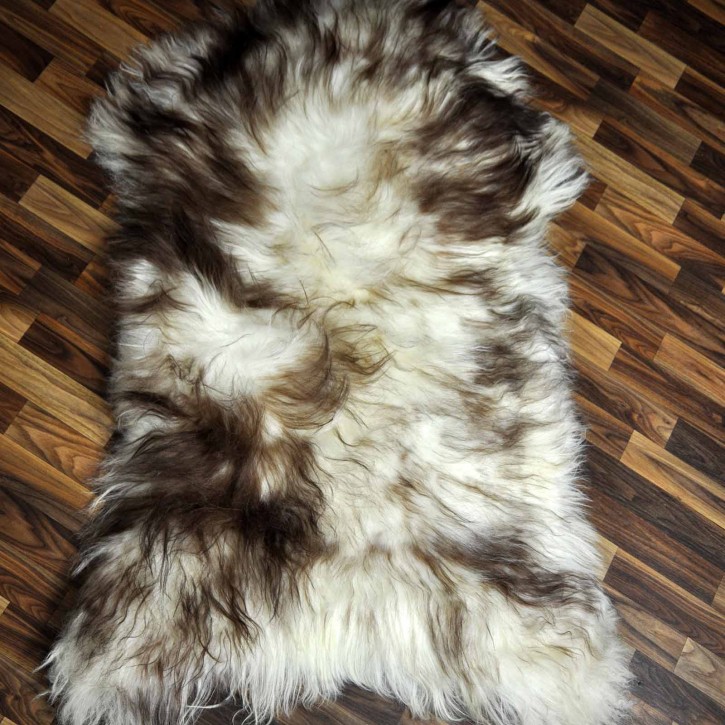 XXXL ÖKO Island Schaffell weiß braun geflammt 140x85 #7356