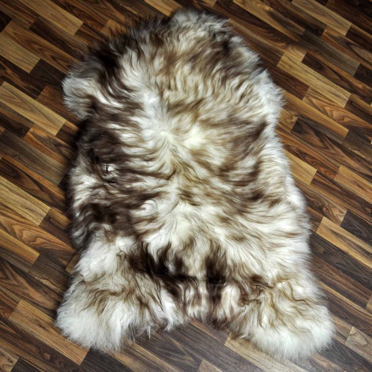 XL ÖKO Island Schaffell weiß rost braun geflammt 115x85 #7360