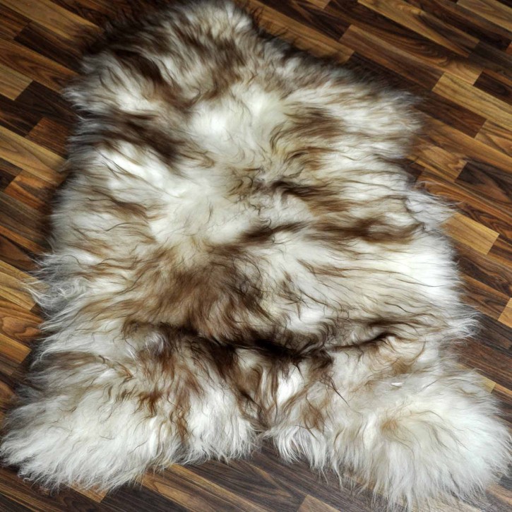 XXL ÖKO Island Schaffell weiß rost braun geflammt 120x80 #7361