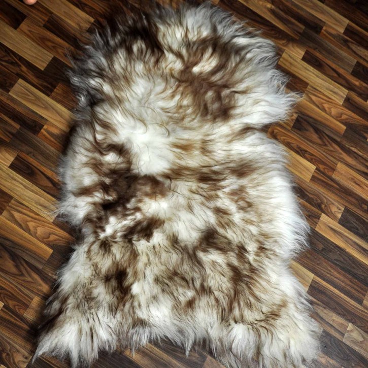 XXL ÖKO Island Schaffell weiß rost braun geflammt 125x85 #7362