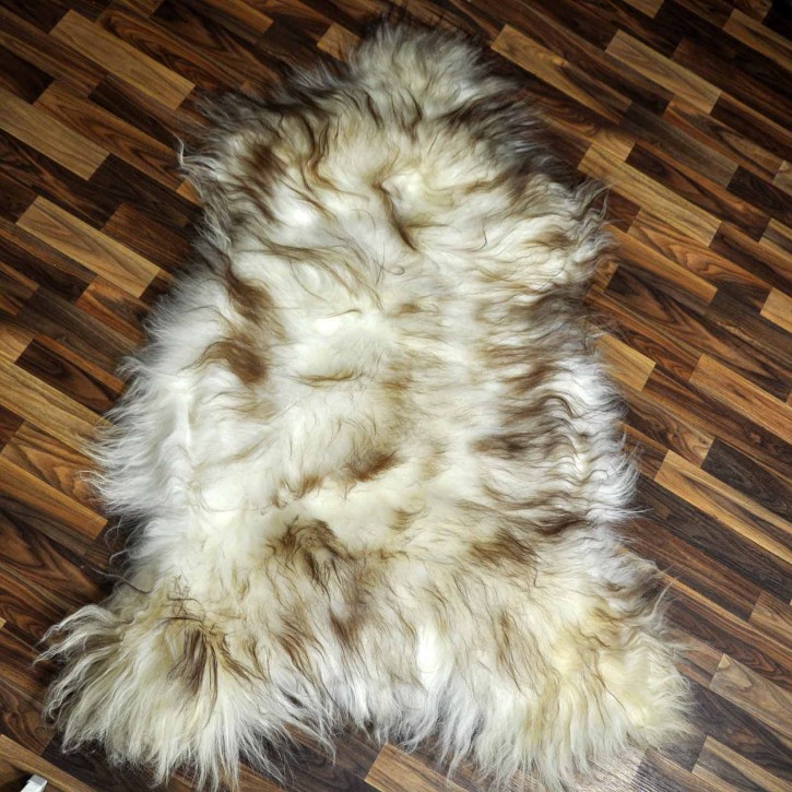 XXXL ÖKO Island Schaffell weiß braun geflammt 140x90 #7364