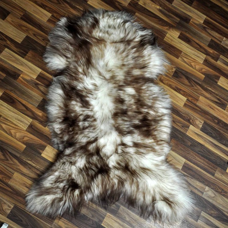 XXL ÖKO Island Schaffell weiß braun geflammt 120x80 #7365