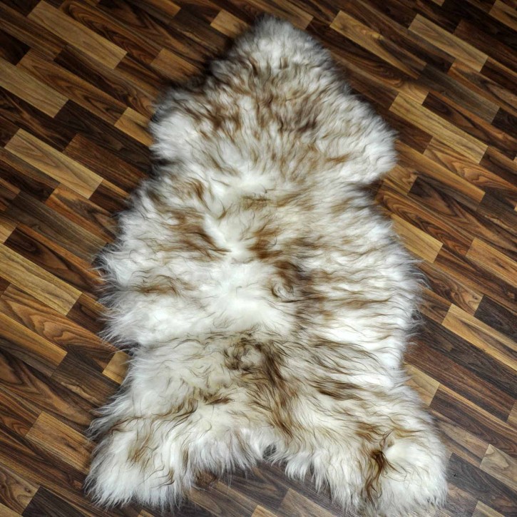 XXXL ÖKO Island Schaffell weiß braun geflammt 130x80 #7366