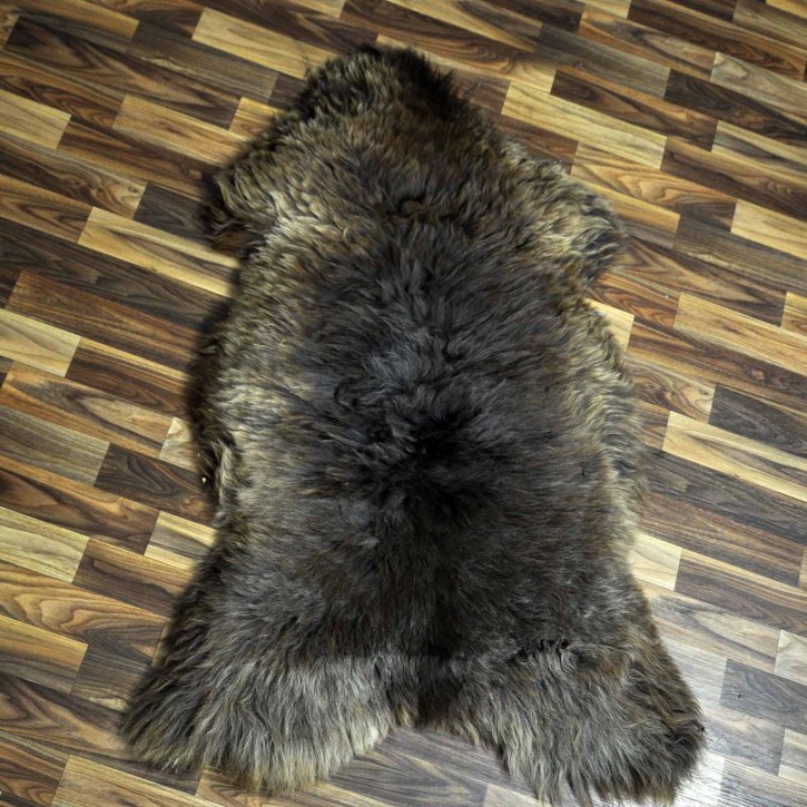 XL ÖKO Schaffell Lammfell braun grau 115x75 Teppich Kamin #7414