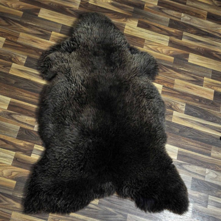 XXL ÖKO Schaffell Lammfell braun 120x80 Teppich Auflage #7426