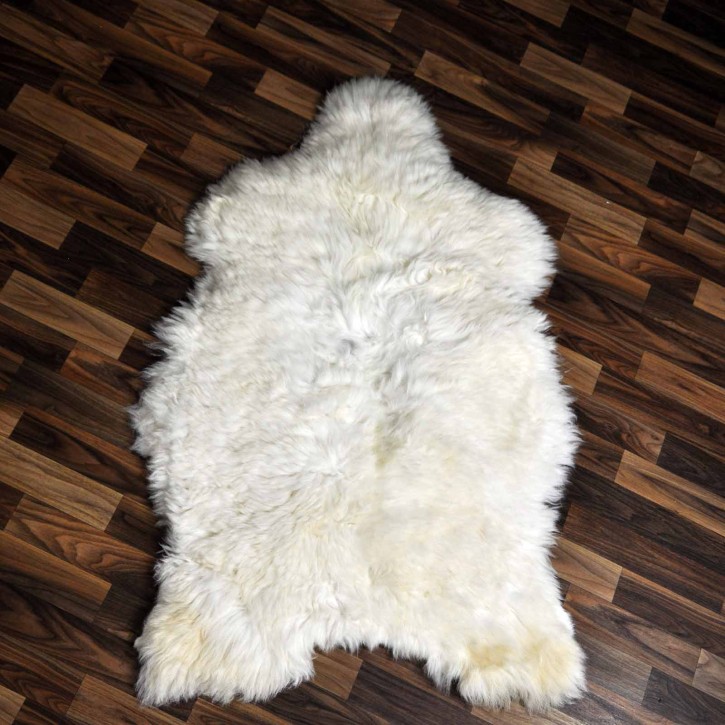 XXL ÖKO Schaffell Lammfell weiß braun 120x80 Teppich Kamin #7469