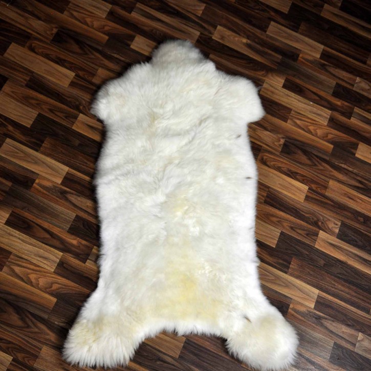 XXL ÖKO Schaffell Lammfell weiß braun 120x75 Teppich Kamin #7478