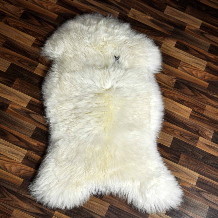 XL ÖKO Schaffell Lammfell weiß braun 115x70 Teppich Kamin #7480