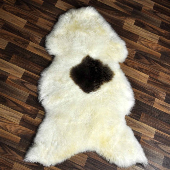 XL ÖKO Schaffell Lammfell weiß braun 115x75 Teppich Kamin #7484