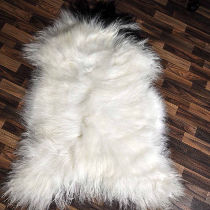 XXXL ÖKO Island Schaffell beige schwarzbraun 135x90 Unikat Krampus #7511