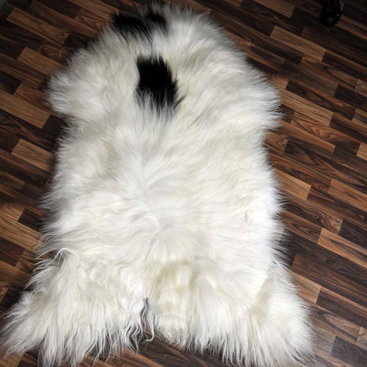 XXXL ÖKO Island Schaffell beige schwarzbraun 140x90 Unikat Krampus #7536