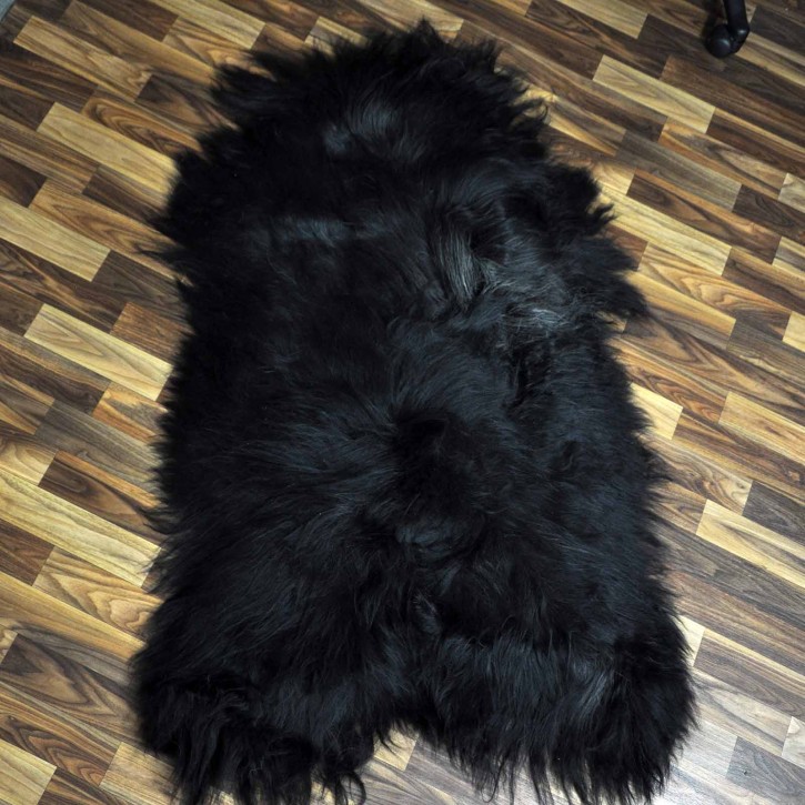 XXXL ÖKO Island Schaffell schwarzbraun grau 135x85 Unikat Krampus #7543