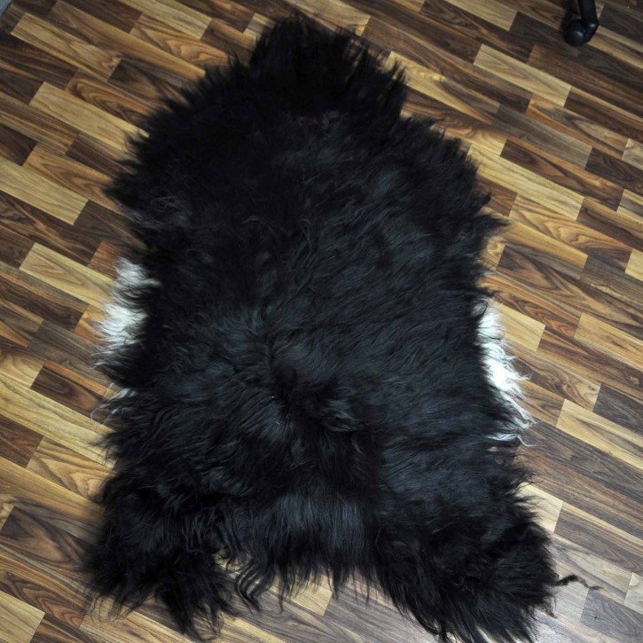 XXXL ÖKO Island Schaffell schwarzbraun weiß 130x80 Unikat Krampus #7544