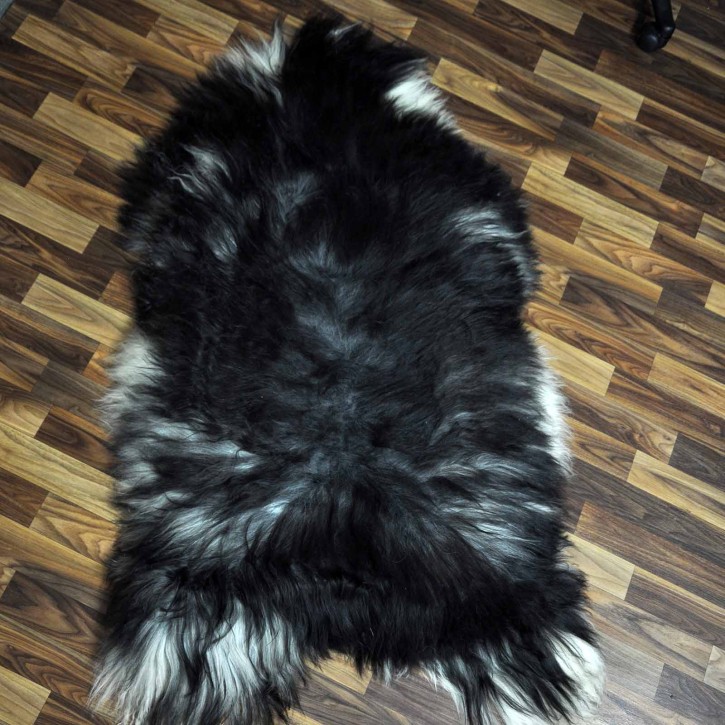 XXXL ÖKO Island Schaffell schwarzbraun grau 135x80 Unikat Krampus #7545