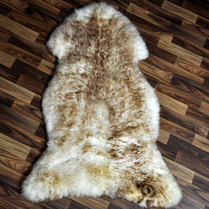 XXL ÖKO Schaffell Fell weiß braun geflammt 120x80 Lammfell Fell #7551
